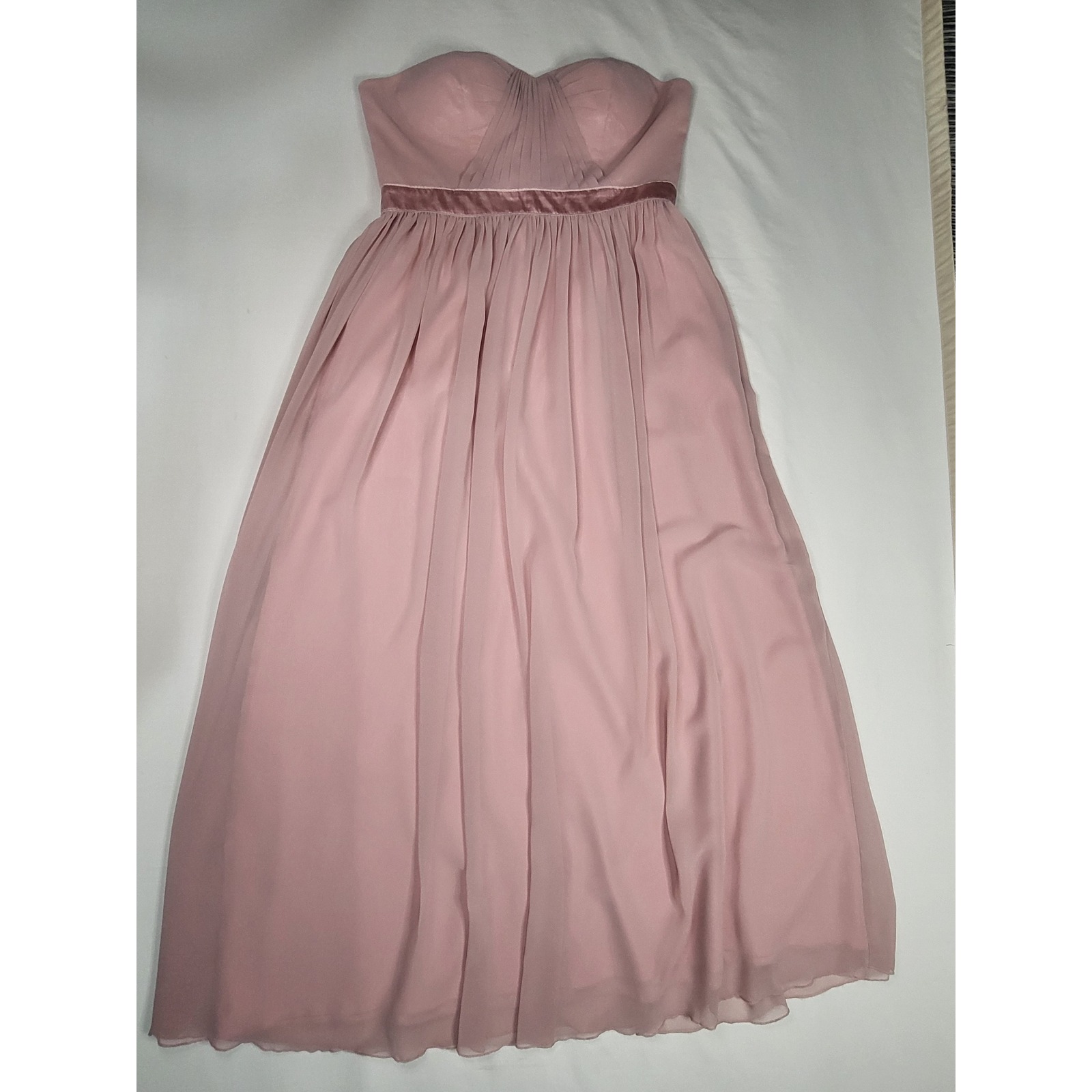 Iefiel Womens Strapless Chiffon Maxi Dress Dusty Rose Pink Formal Gown Size 14